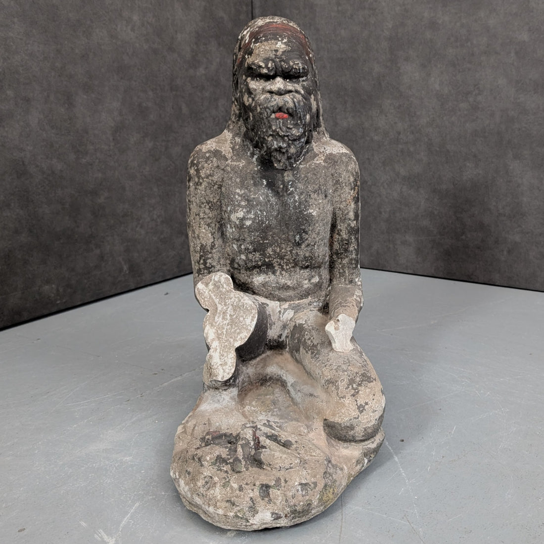 Vintage Australian Aboriginal Figure Sculpture Cast Stone