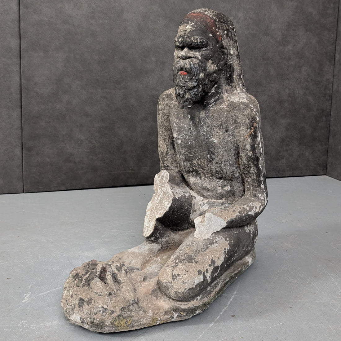 Vintage Australian Aboriginal Figure Sculpture Cast Stone