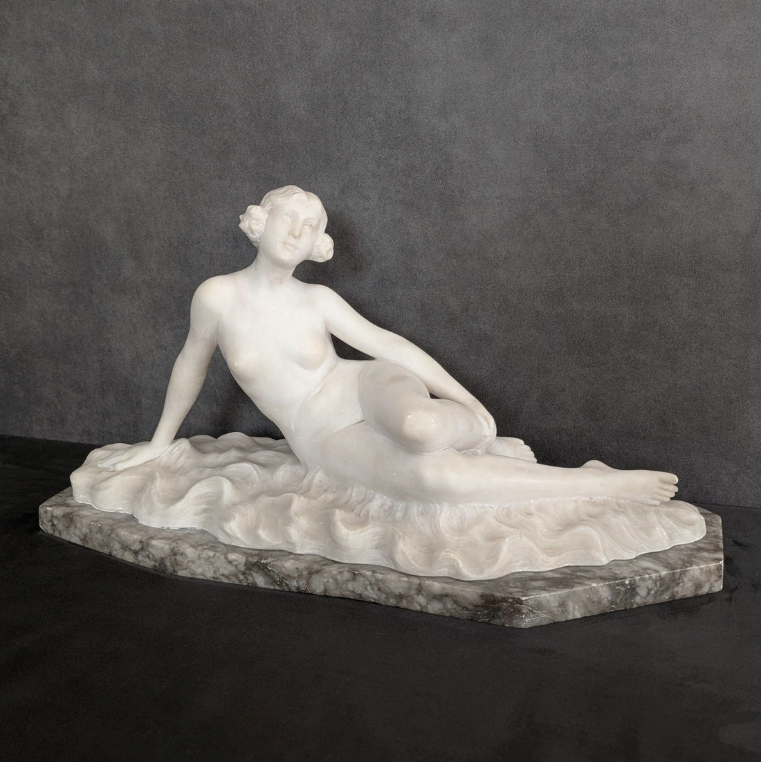 Odo Franceschi Reclining Figure Florence Circa 1920 Marble on Granite Base Signed