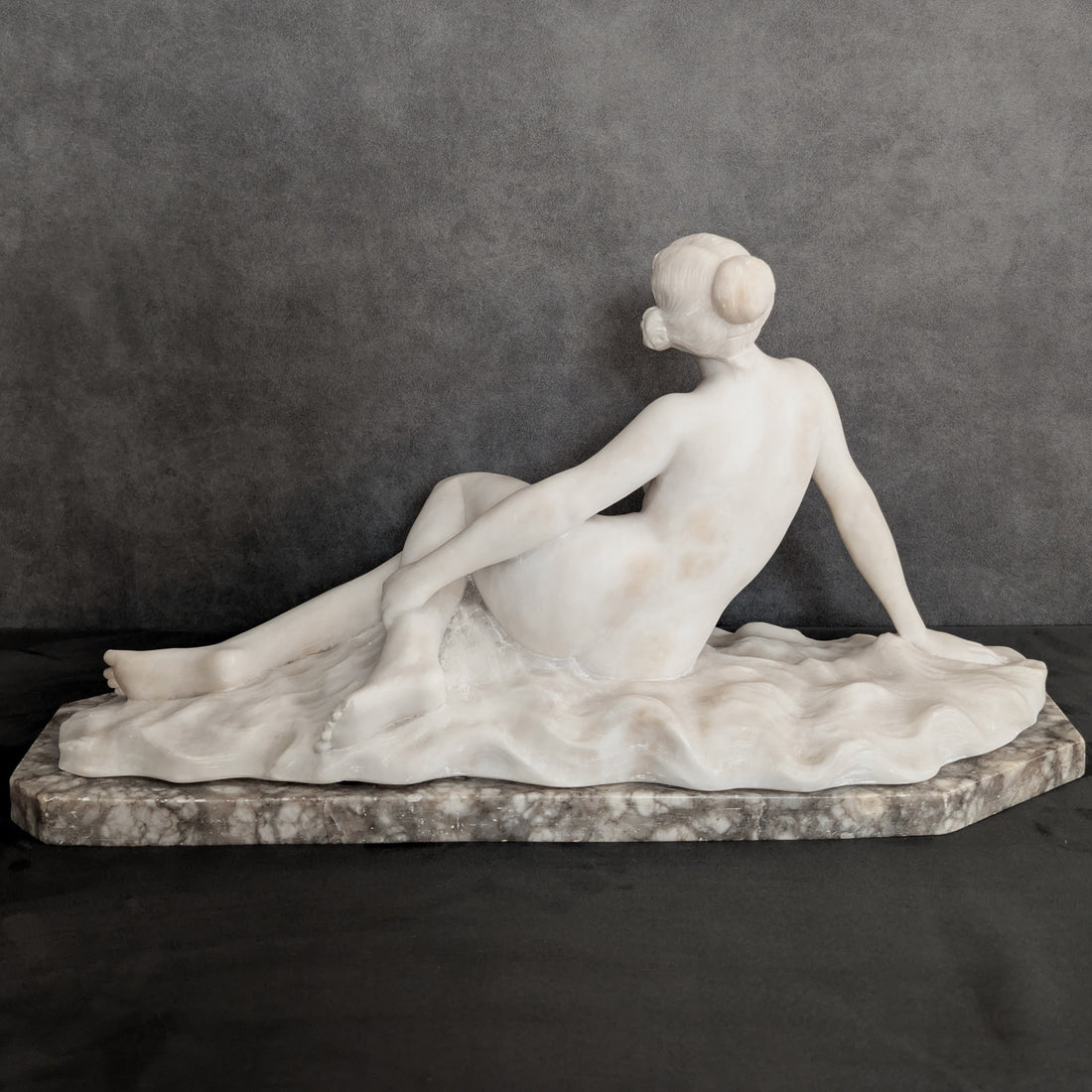 Odo Franceschi Reclining Figure Florence Circa 1920 Marble on Granite Base Signed