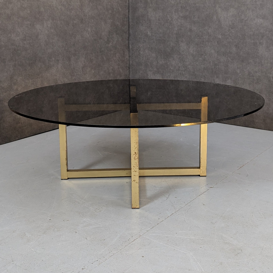 Late 1970s Brass and Smoked Glass Coffee Table in the Manner of Romeo Rega