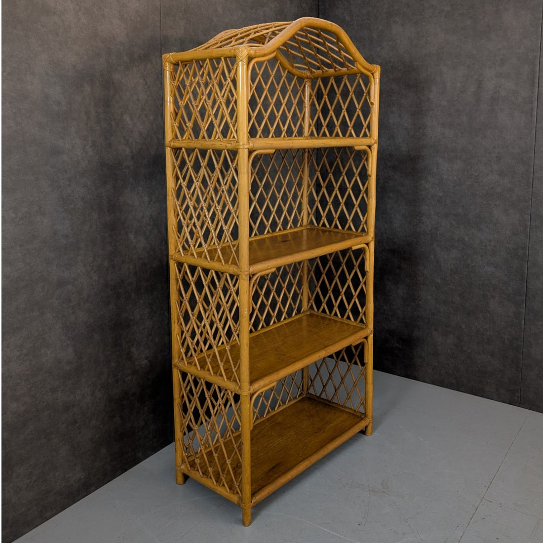 Vintage Rattan Cane Bookcase