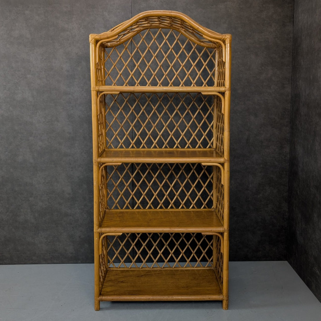 Vintage Rattan Cane Bookcase