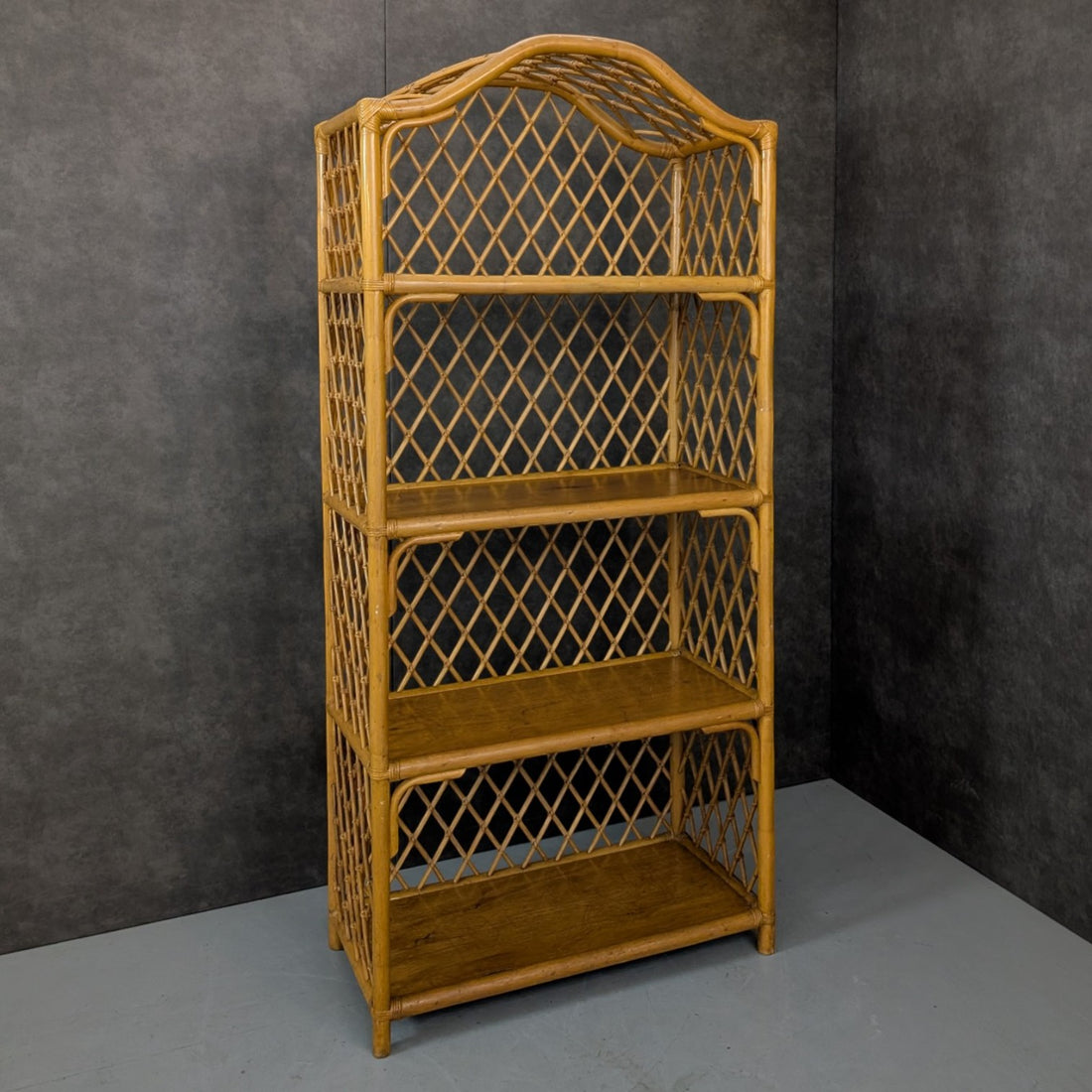Vintage Rattan Cane Bookcase