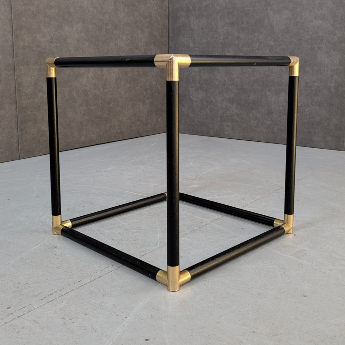 1970s Brass and Black Coffee Table in the Style of Tommaso Barbi