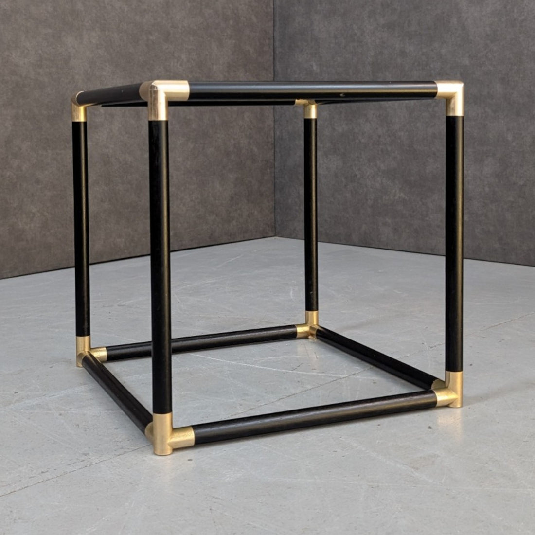 1970s Brass and Black Coffee Table in the Style of Tommaso Barbi
