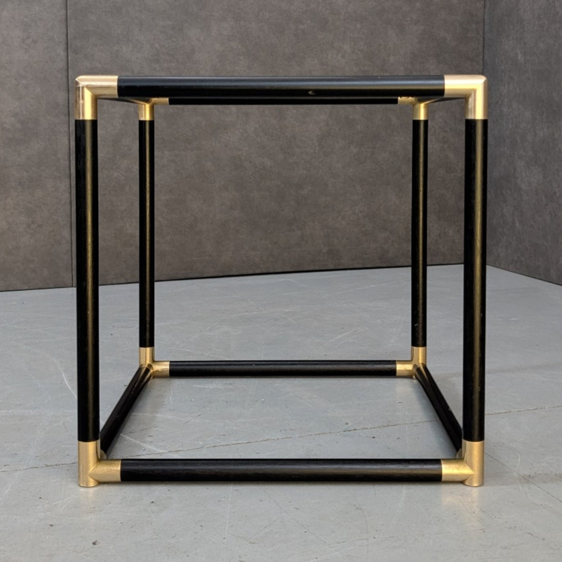 1970s Brass and Black Coffee Table in the Style of Tommaso Barbi