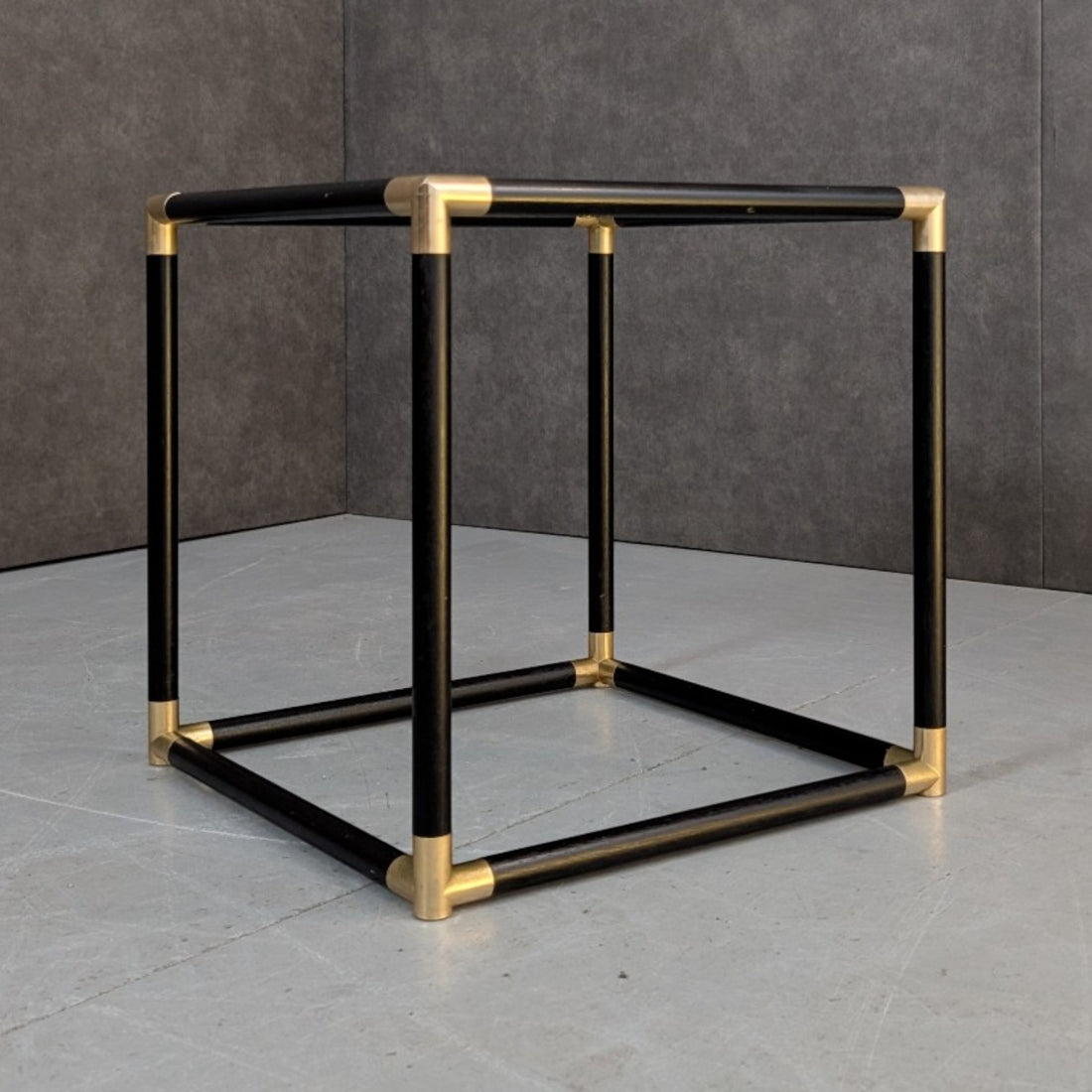 1970s Brass and Black Coffee Table in the Style of Tommaso Barbi