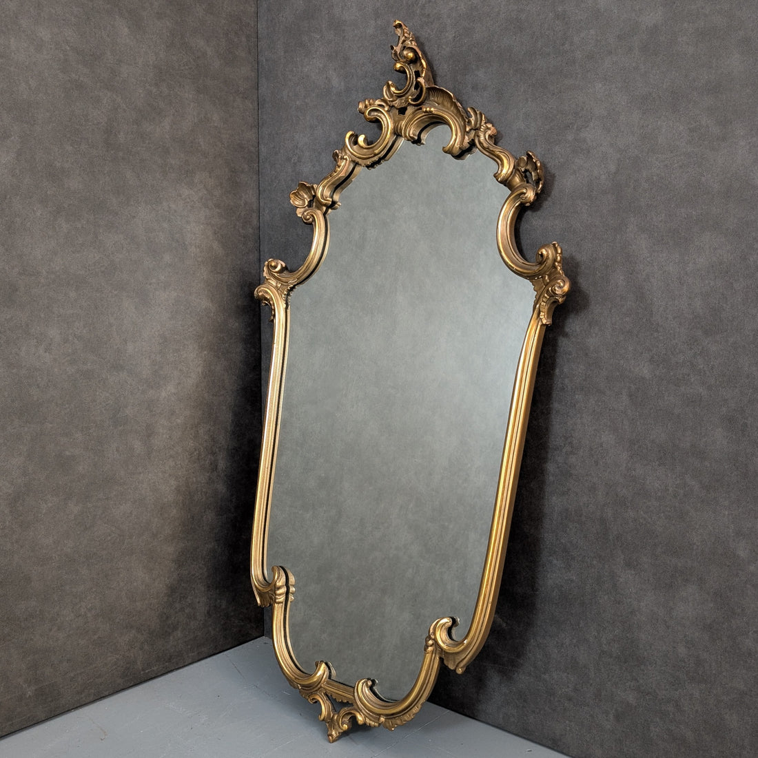 Mid Century Hollywood Regency Gilt Rococo Wall Mirror
