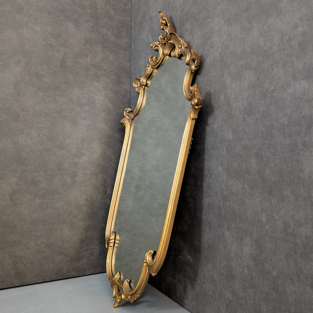 Mid Century Hollywood Regency Gilt Rococo Wall Mirror