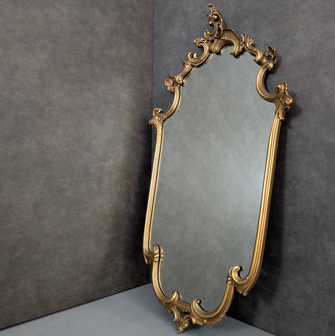 Mid Century Hollywood Regency Gilt Rococo Wall Mirror