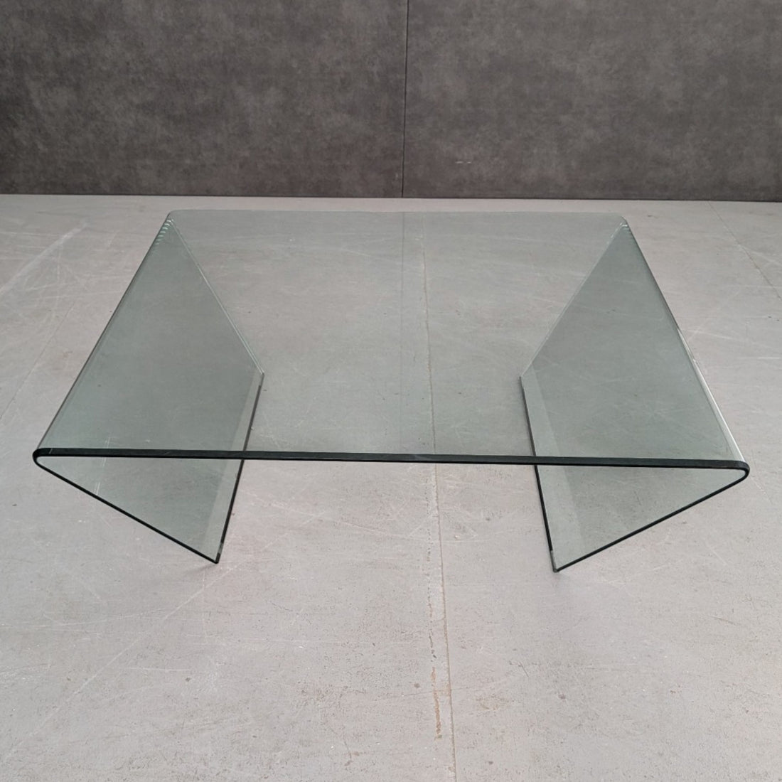 Italian 1980s Curved Glass Coffee Table