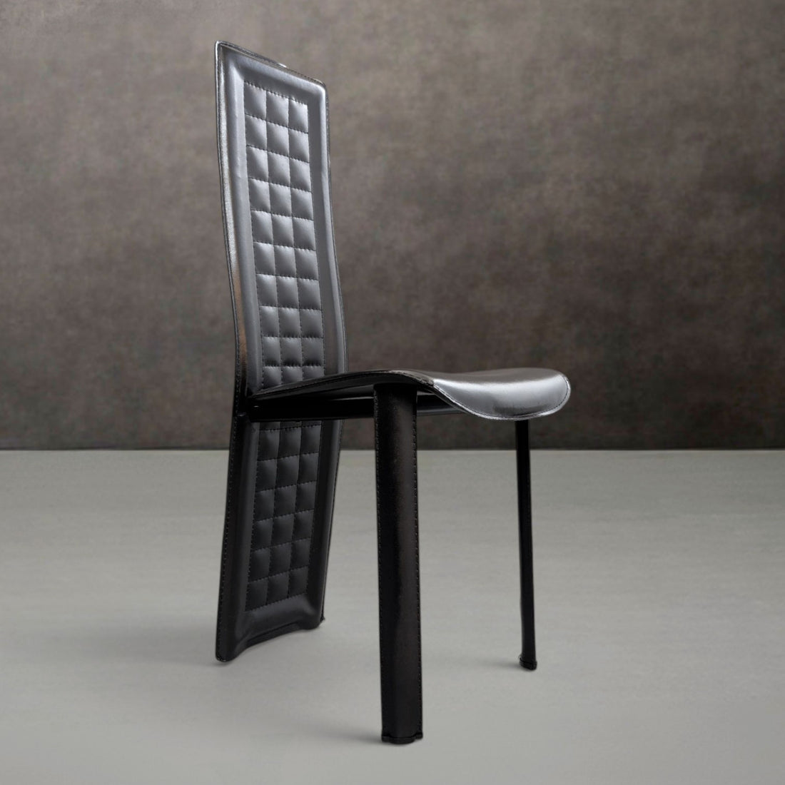Eight (8) Postmodern Saddle Leather Dining Chairs in the Style of Pietro Costantini