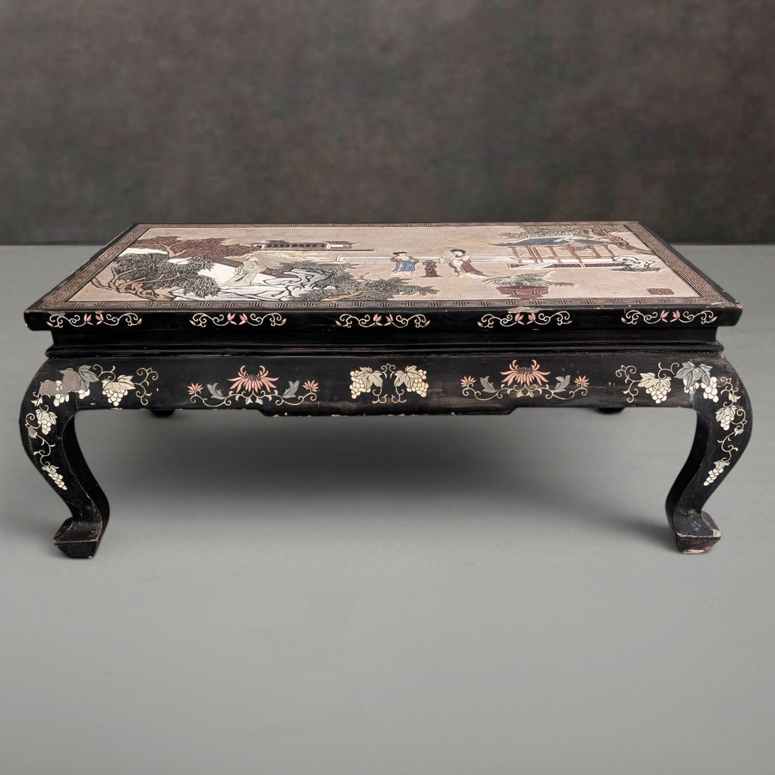Chinese Silver Leaf and Black Lacquer Low Table Republic Period circa 1920 to 1935