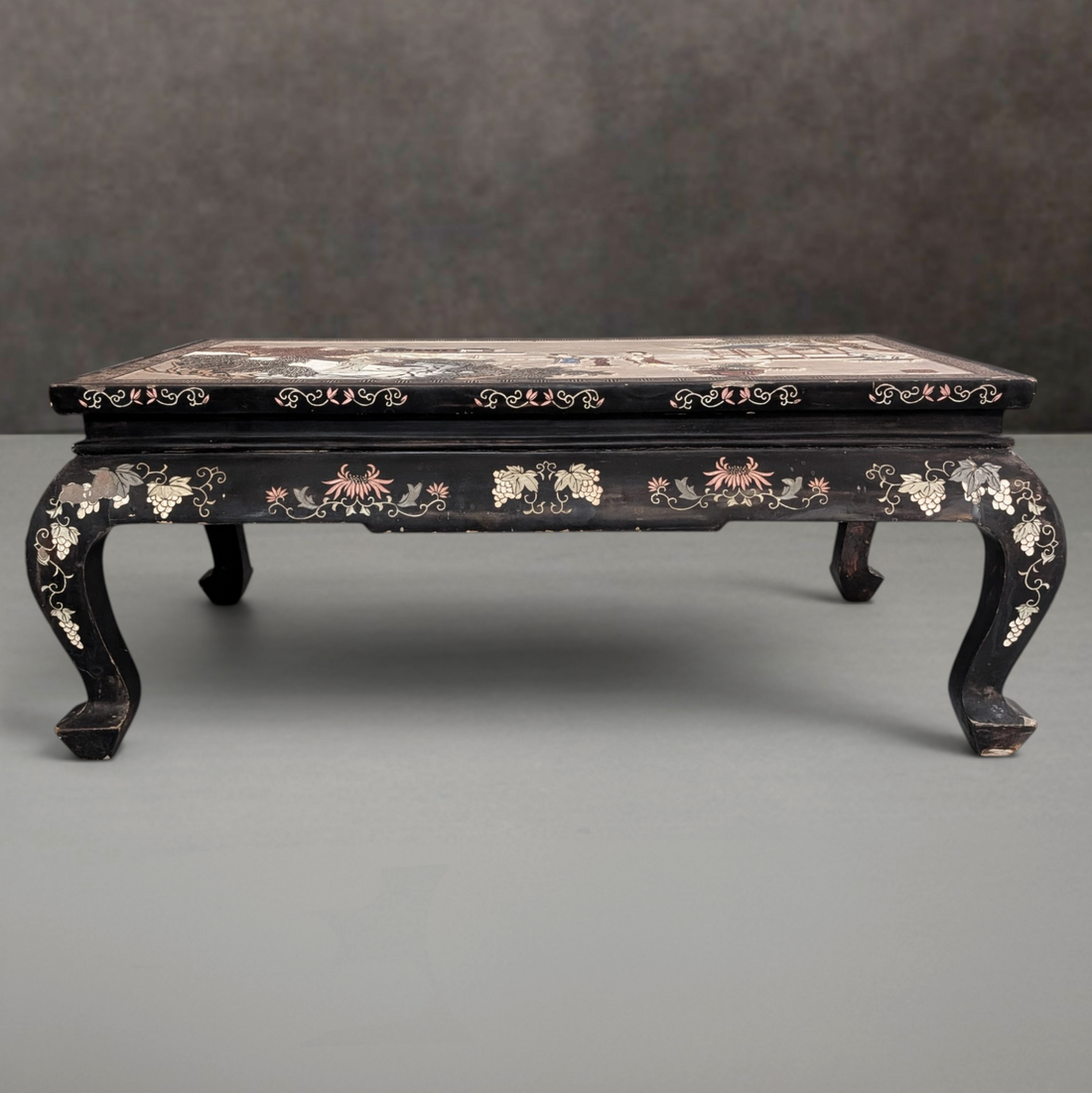 Chinese Silver Leaf and Black Lacquer Low Table Republic Period circa 1920 to 1935