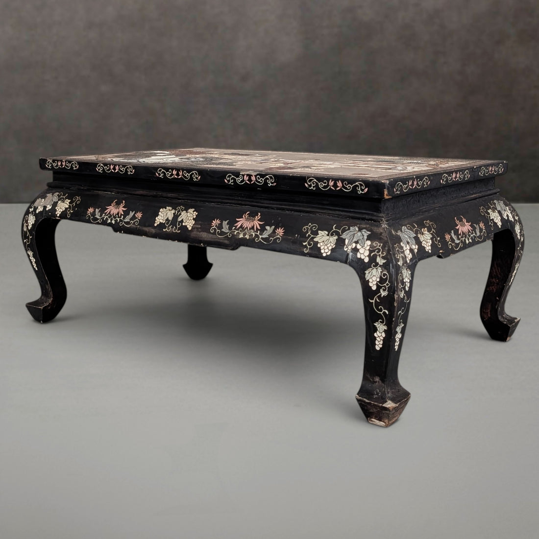 Chinese Silver Leaf and Black Lacquer Low Table Republic Period circa 1920 to 1935