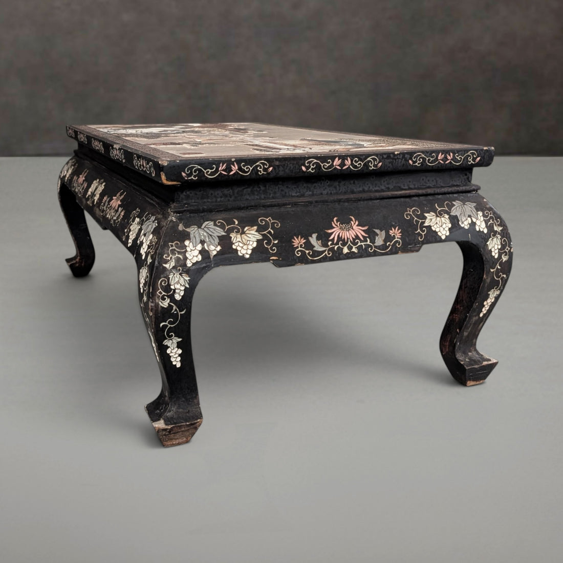 Chinese Silver Leaf and Black Lacquer Low Table Republic Period circa 1920 to 1935