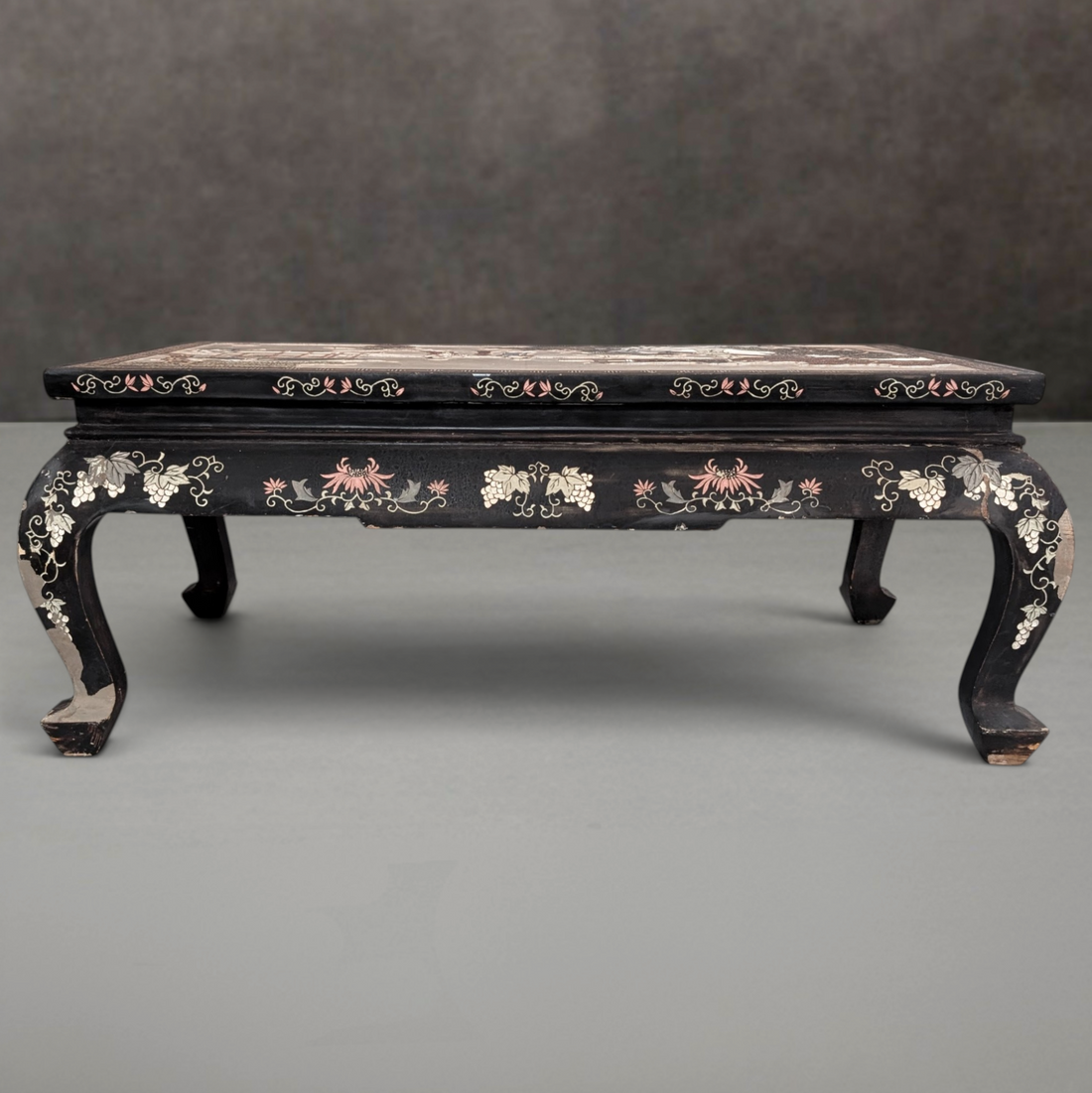 Chinese Silver Leaf and Black Lacquer Low Table Republic Period circa 1920 to 1935