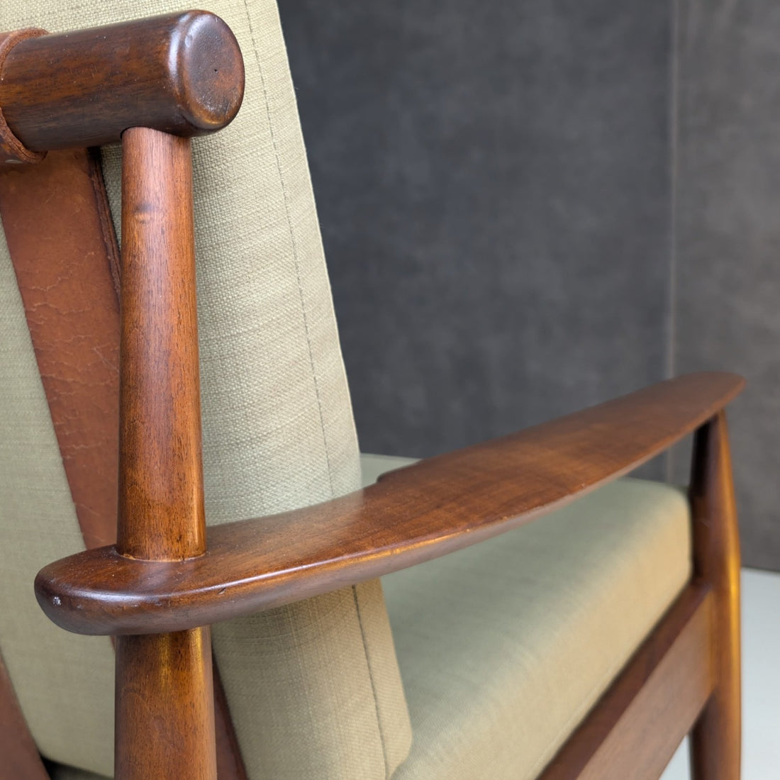 Gunnar Schwartz Danish Modern Walnut and Leather Lounge Chair