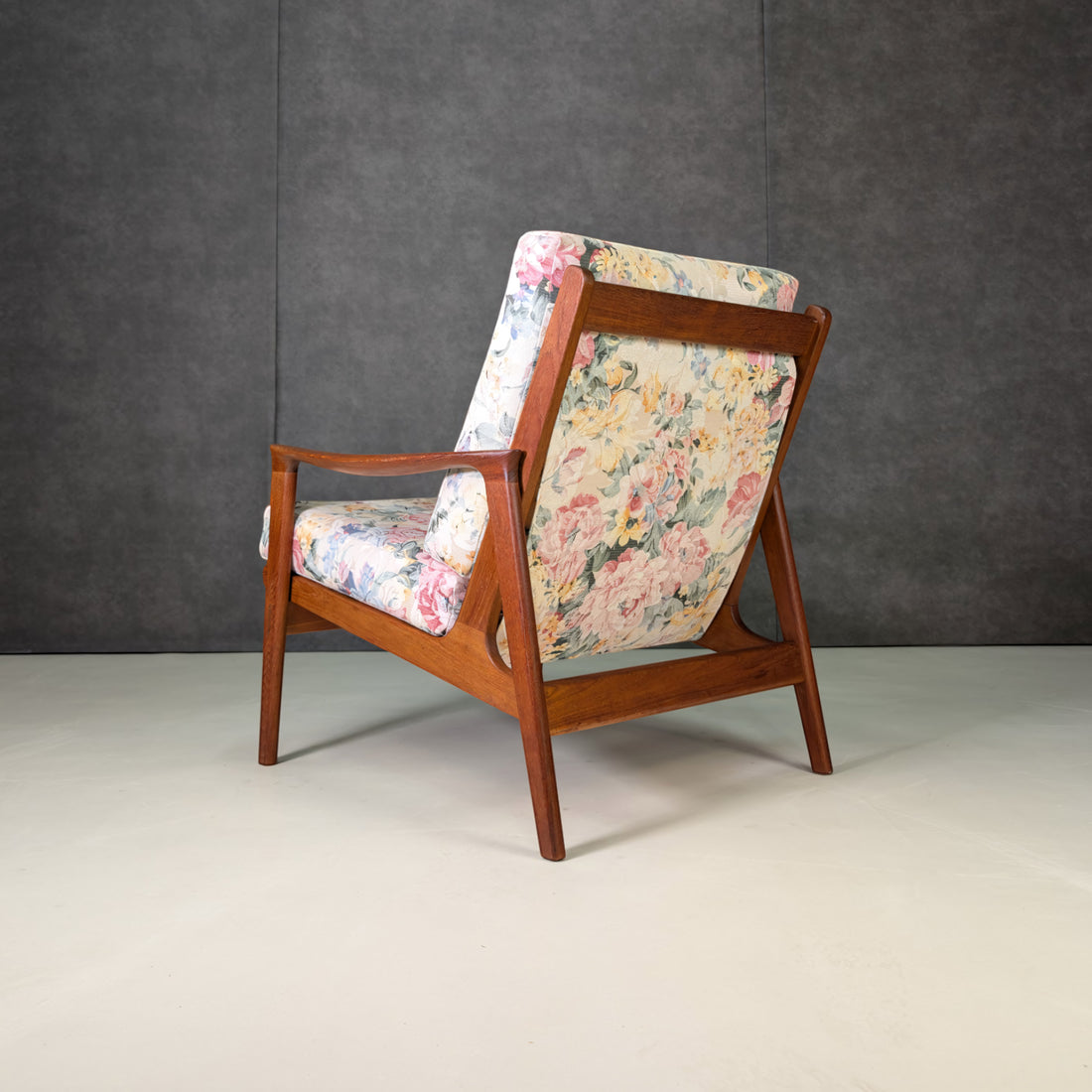 Mid Century Parker Armchair in Floral Jacquard