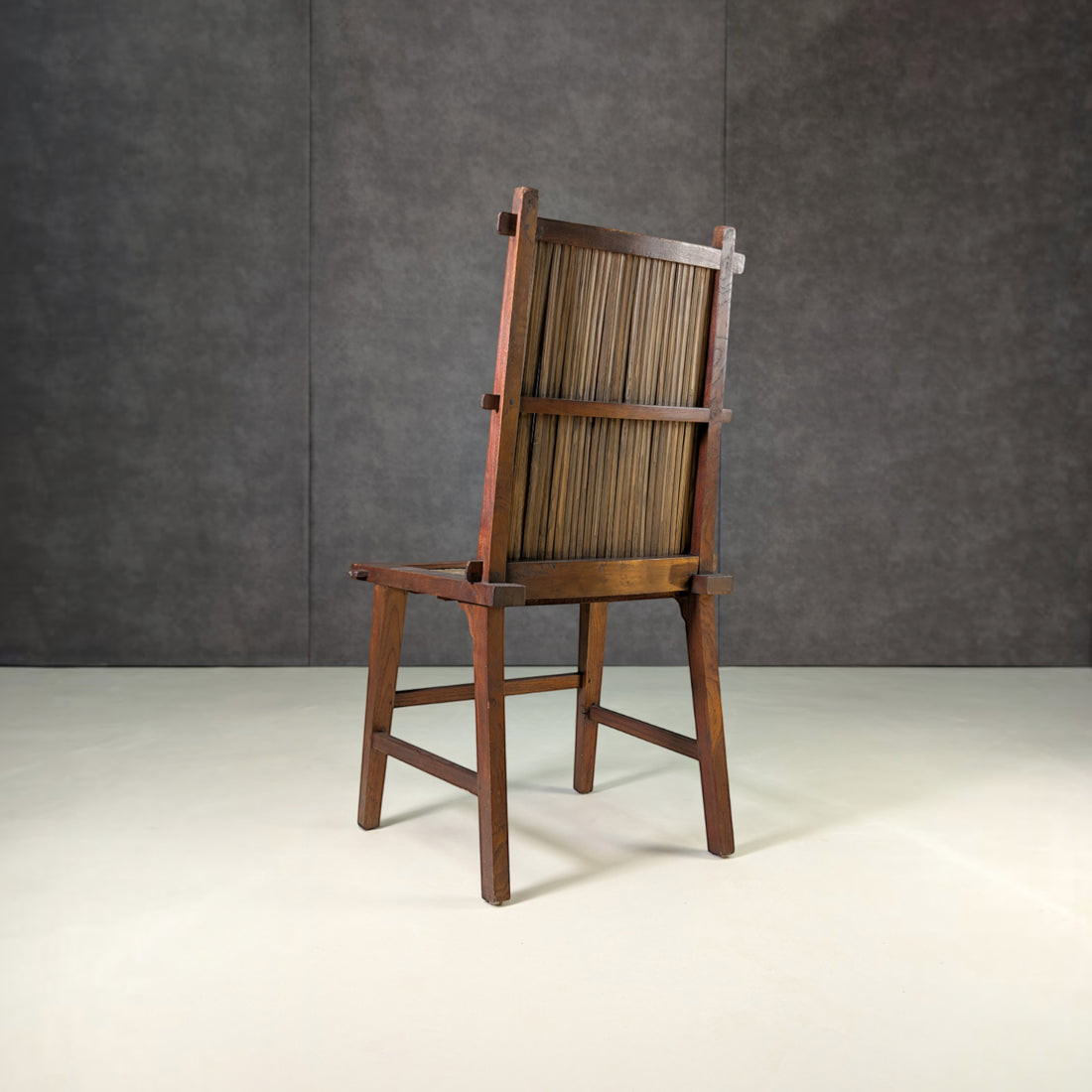 Mid Century Handmade Japanese Timber and Bamboo Slat Chair