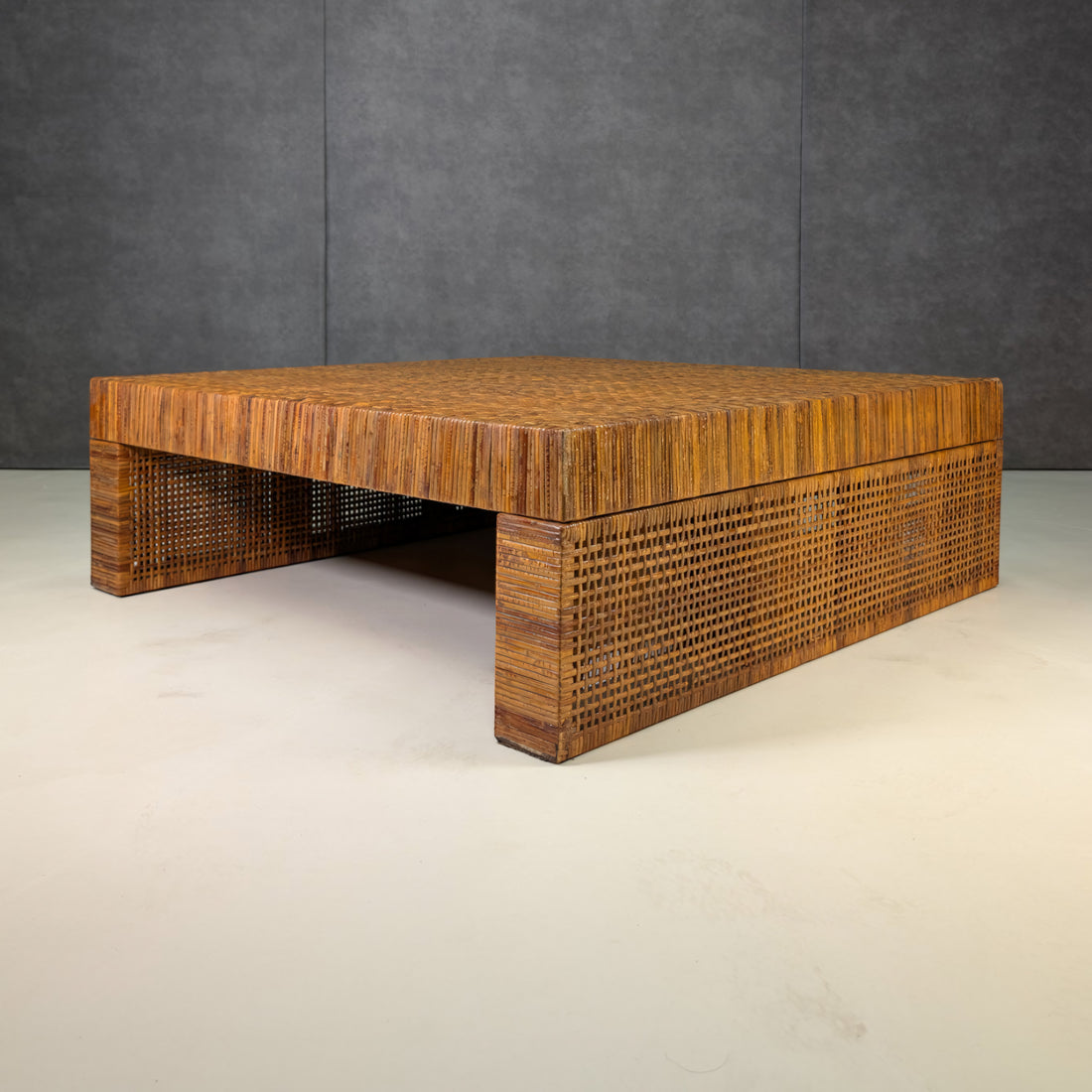 Rare Danny Ho Fong for Tropi Cal Complete Three Piece Rattan Suite, Circa 1965