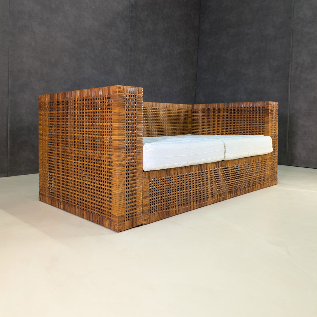 Rare Danny Ho Fong for Tropi Cal Complete Three Piece Rattan Suite, Circa 1965