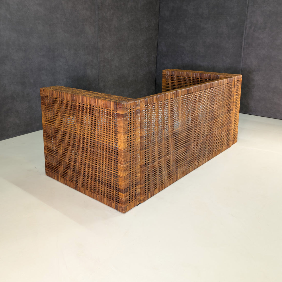 Rare Danny Ho Fong for Tropi Cal Complete Three Piece Rattan Suite, Circa 1965
