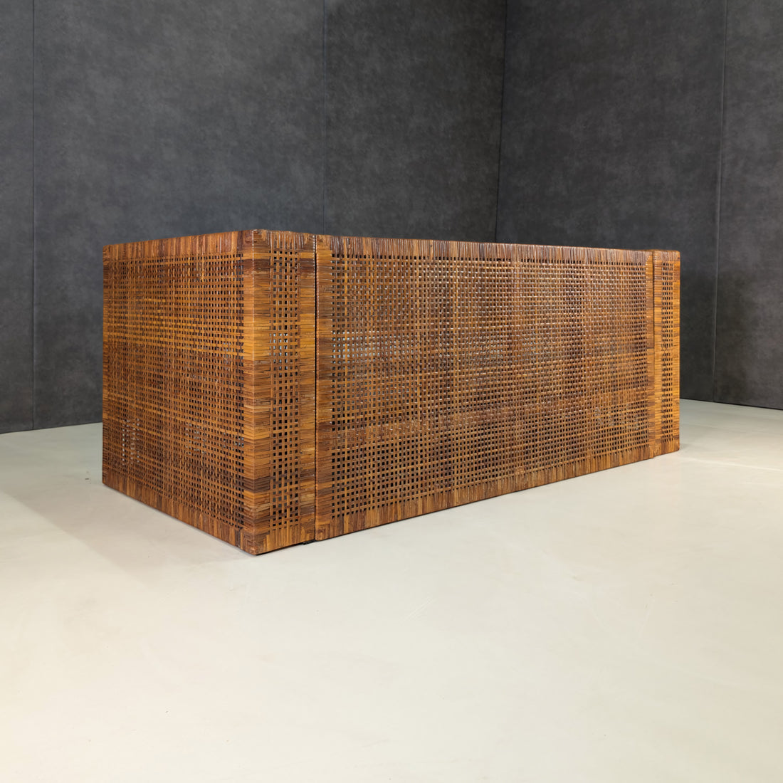 Rare Danny Ho Fong for Tropi Cal Complete Three Piece Rattan Suite, Circa 1965