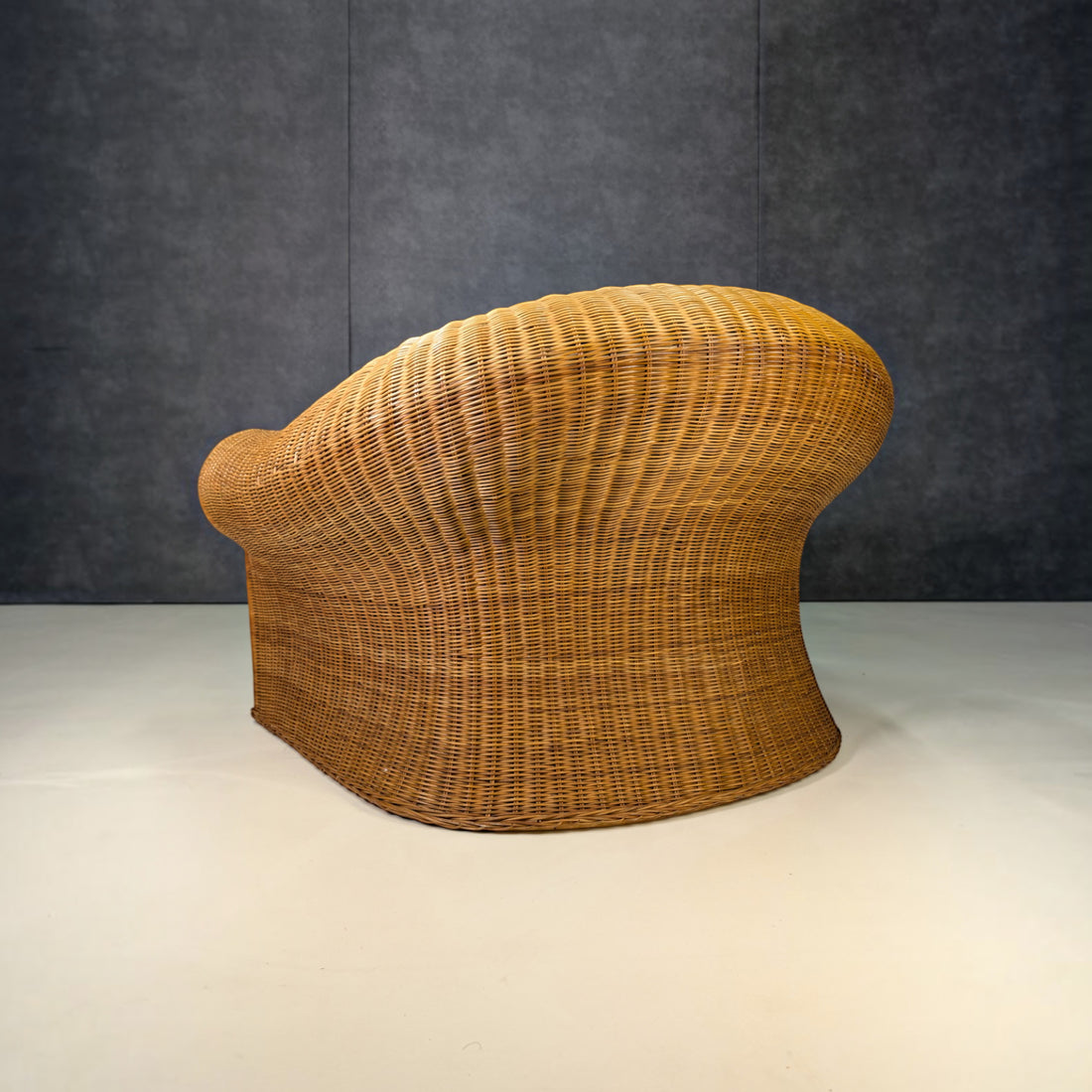 Circa 1980 Wicker Rattan Barrel Chair Commissioned in Thailand