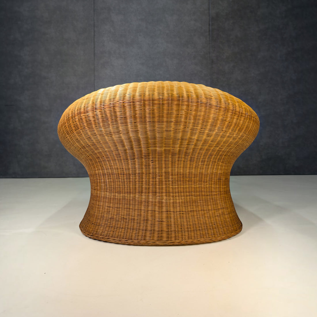 Circa 1980 Wicker Rattan Barrel Chair Commissioned in Thailand