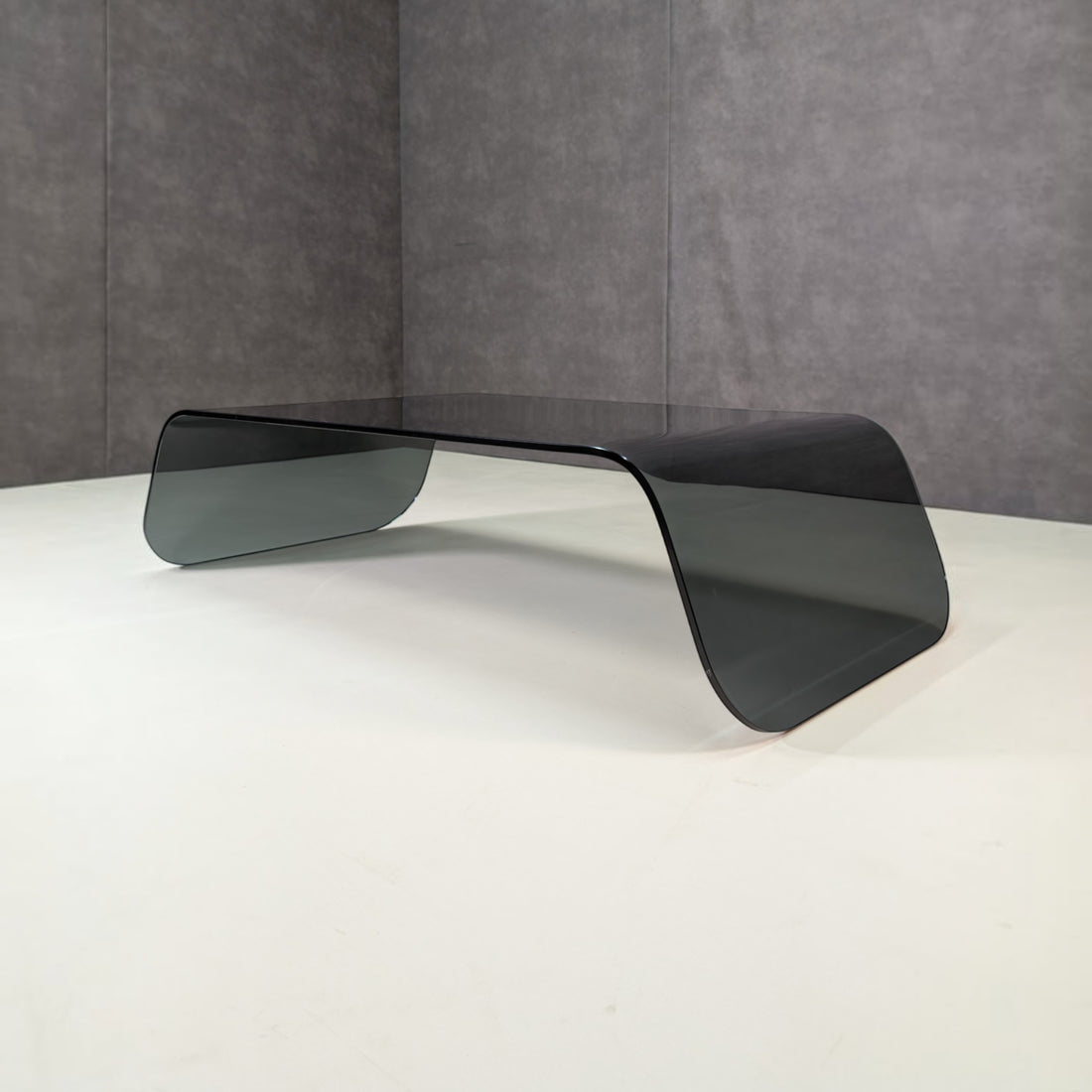 Fiam Style Black Smoked Glass Waterfall Coffee Table