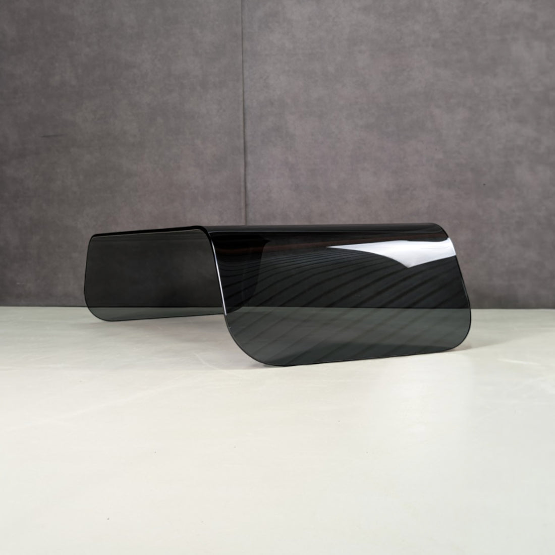 Fiam Style Black Smoked Glass Waterfall Coffee Table