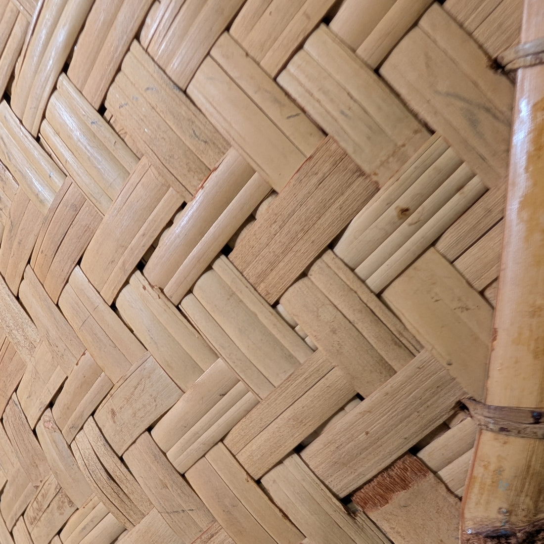 Large Vintage Bamboo and Rattan Lidded Basket