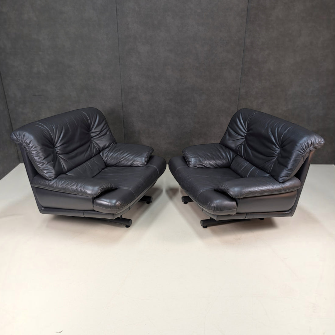 Two Late Twentieth Century Italian Leather Lounge Chairs