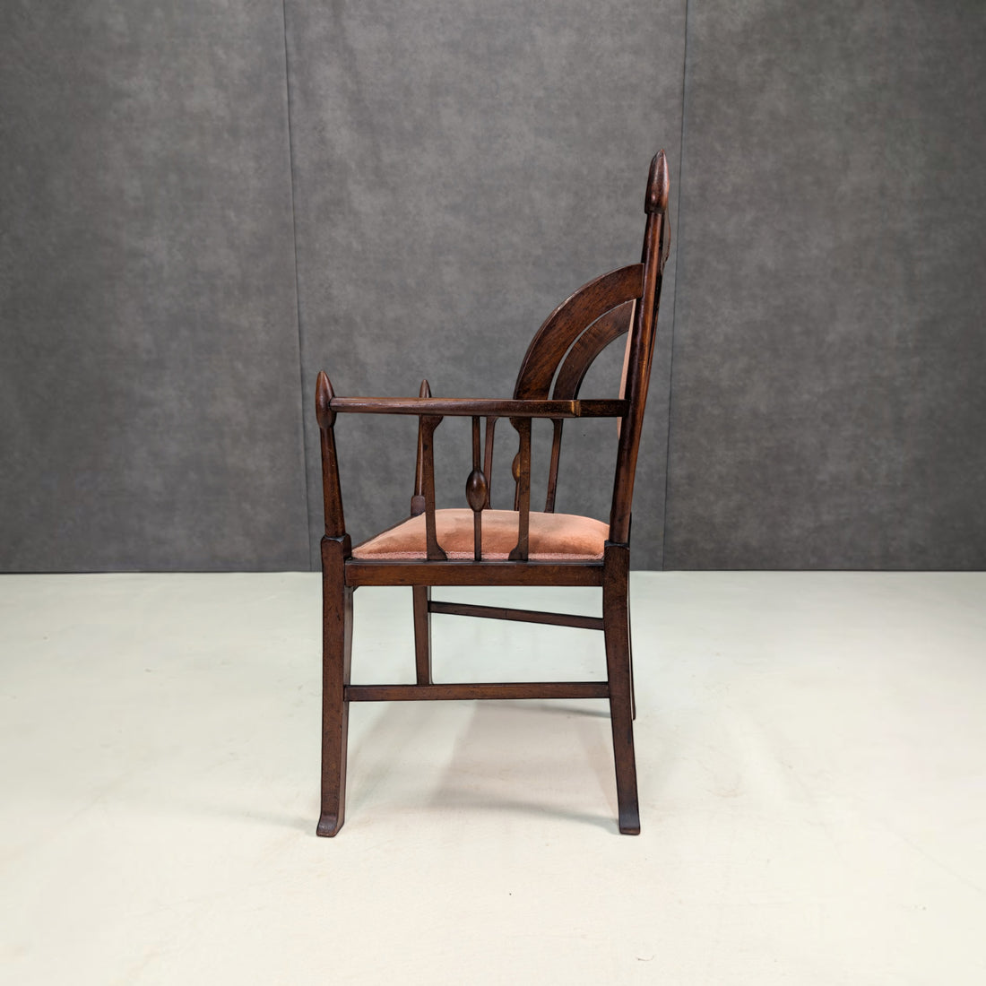 Arts and Crafts Timber Armchair with Art Nouveau Inlay