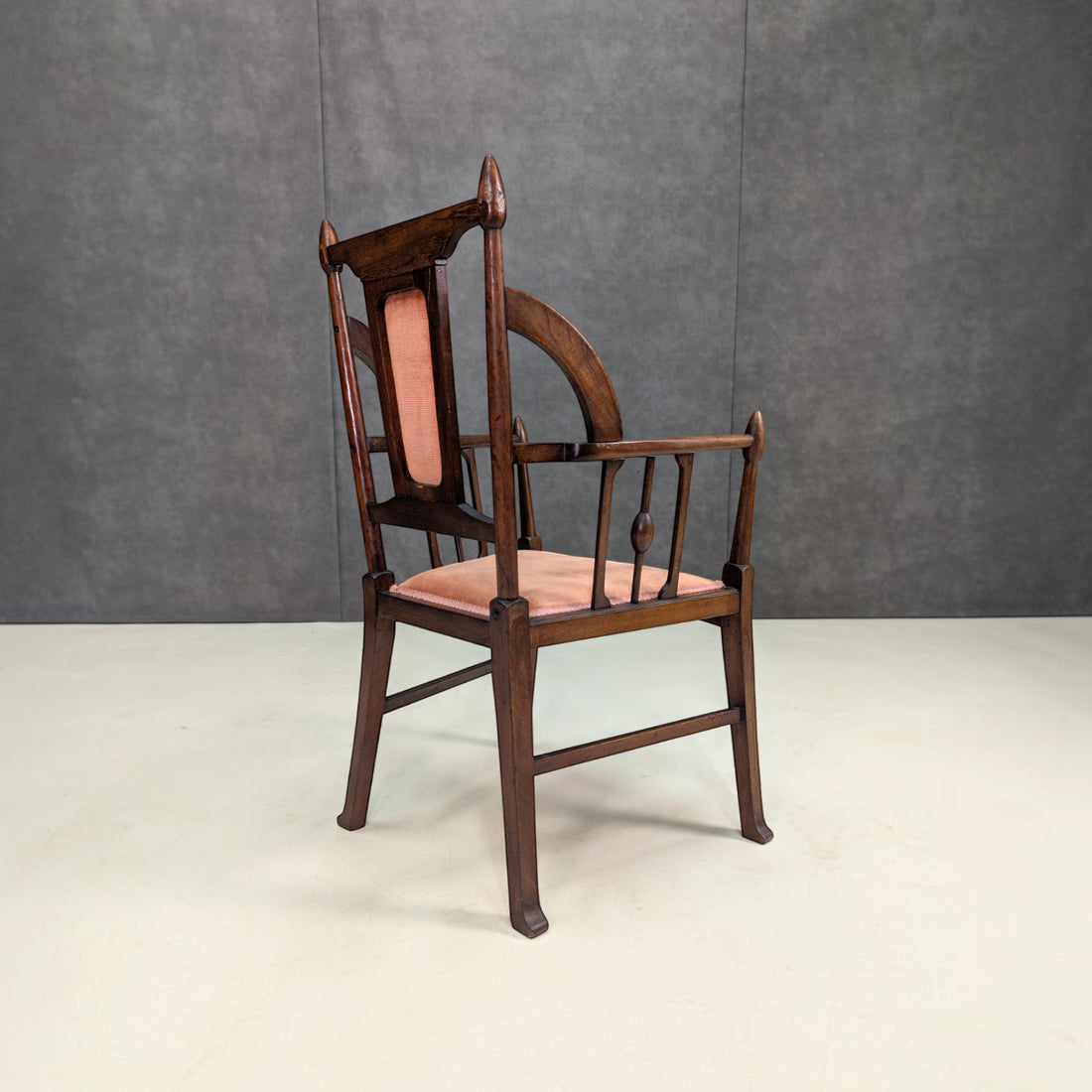 Arts and Crafts Timber Armchair with Art Nouveau Inlay