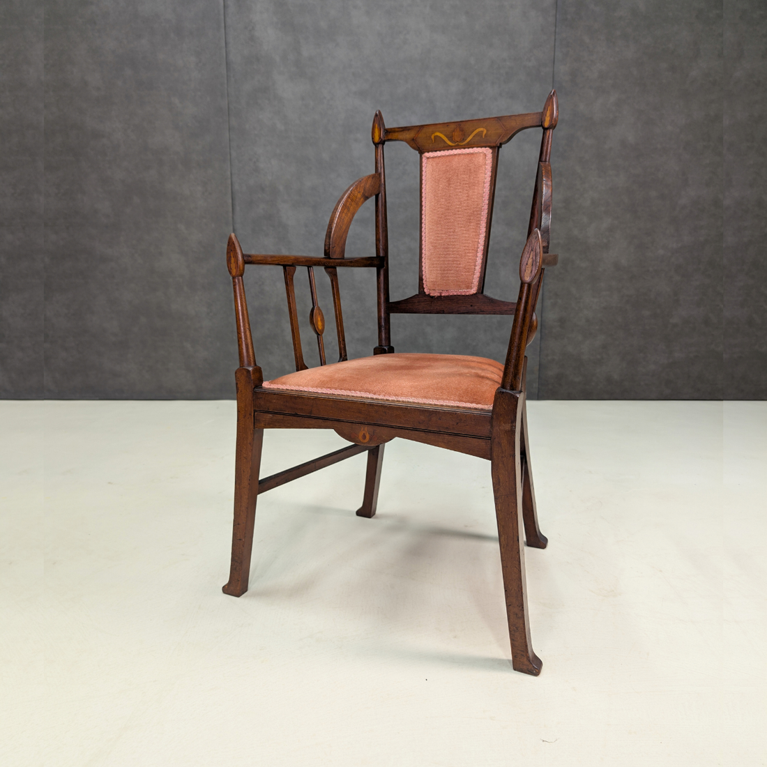 Arts and Crafts Timber Armchair with Art Nouveau Inlay