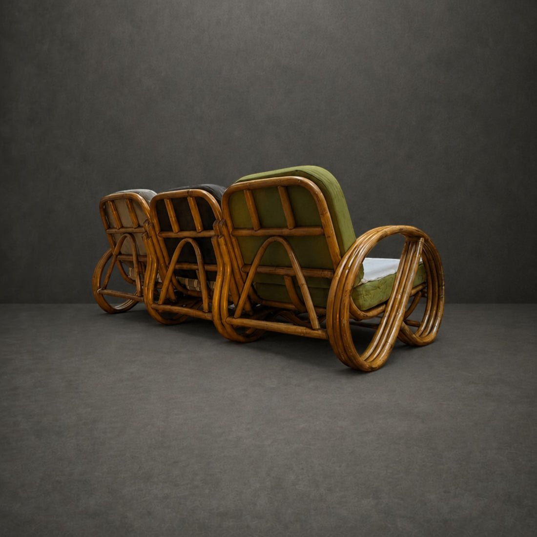 Three Seat Pretzel Cane Lounge Circa 1945
