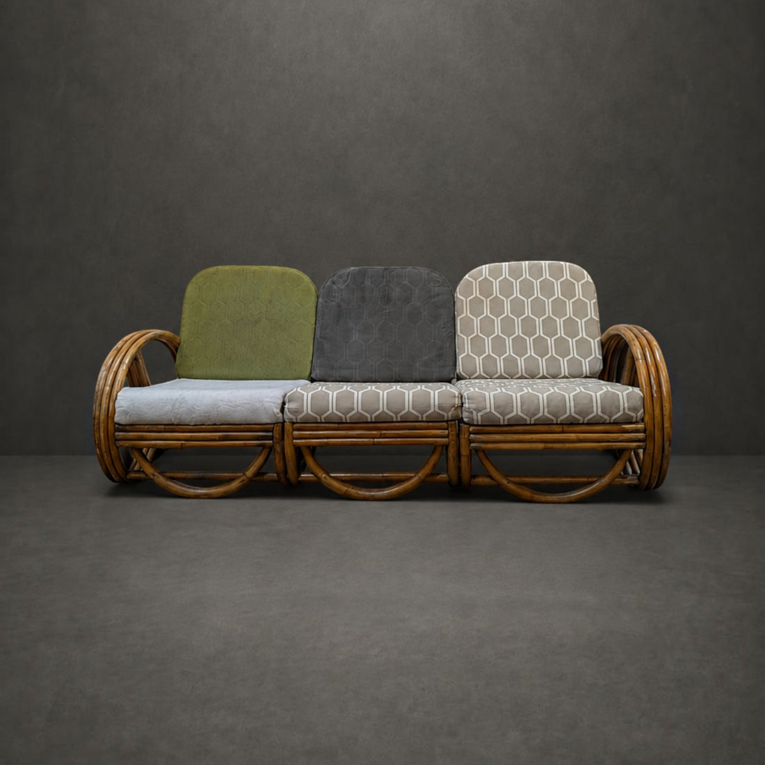 Three Seat Pretzel Cane Lounge Circa 1945