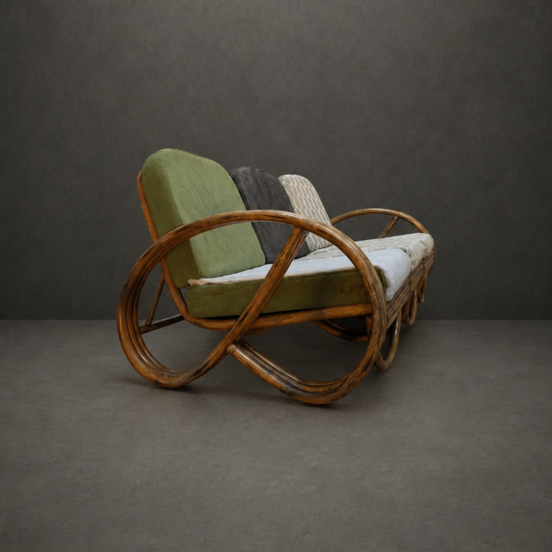 Three Seat Pretzel Cane Lounge Circa 1945
