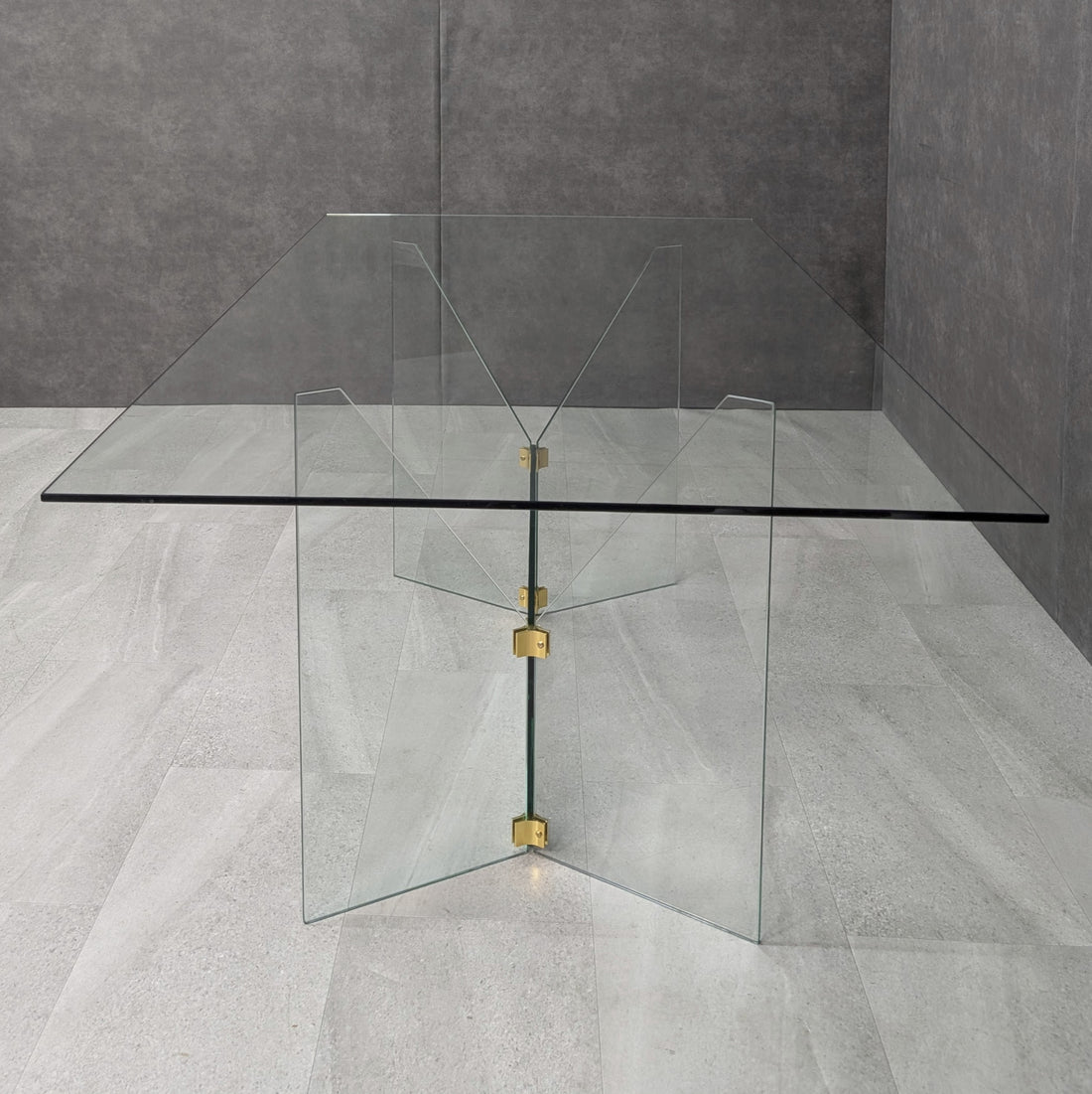 GRZ 2C clear glass base and vintage brass junctions, end view