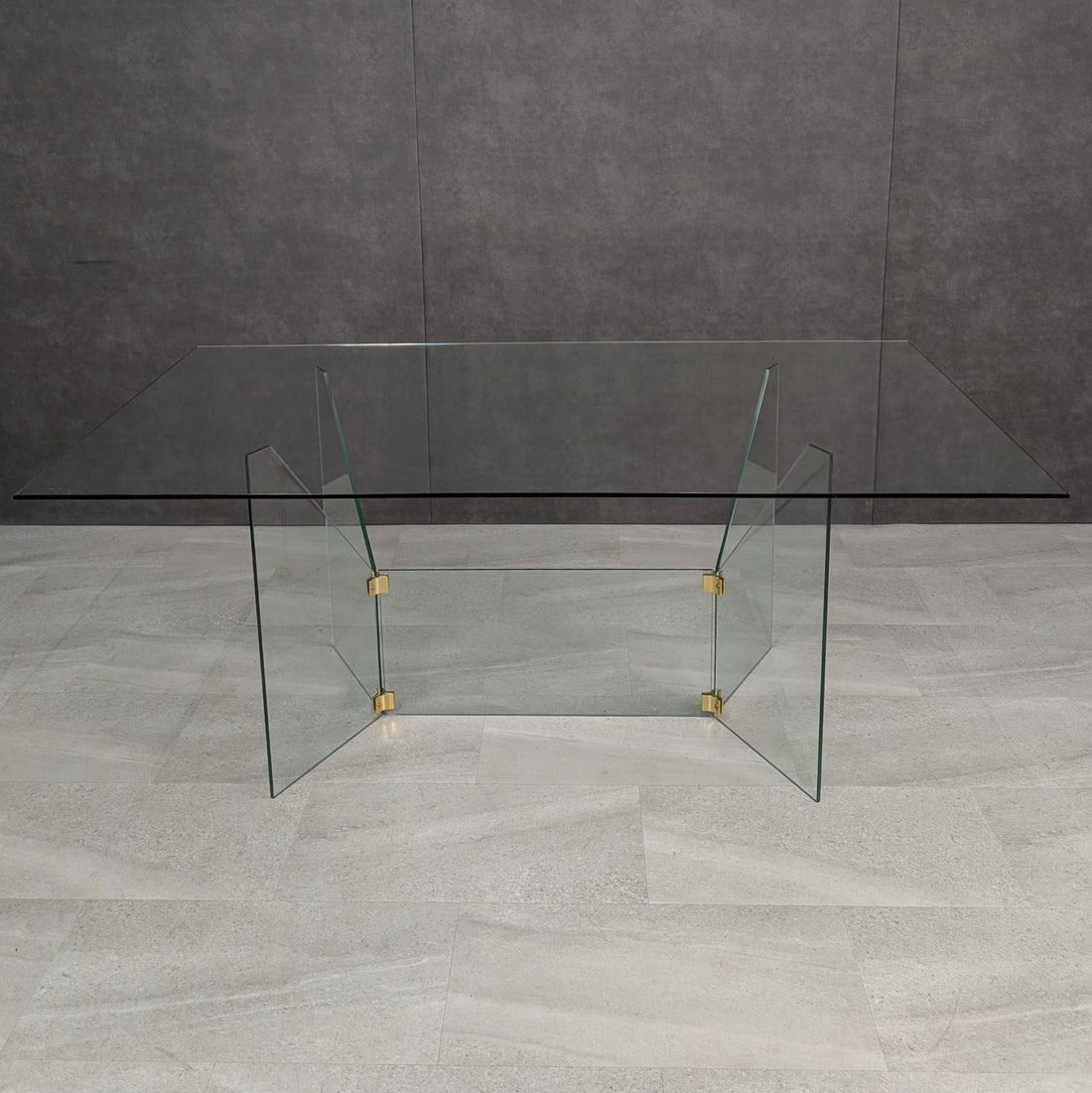 GRZ 2C rectangular 10mm glass top and new glass base, elevated front view