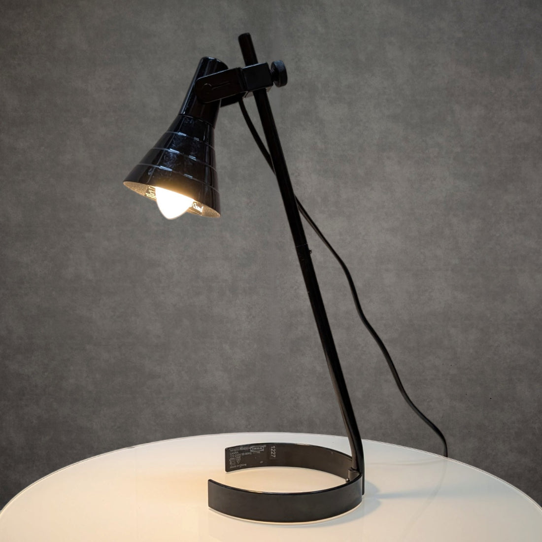 Vintage IKEA LAGRA desk lamp switched on