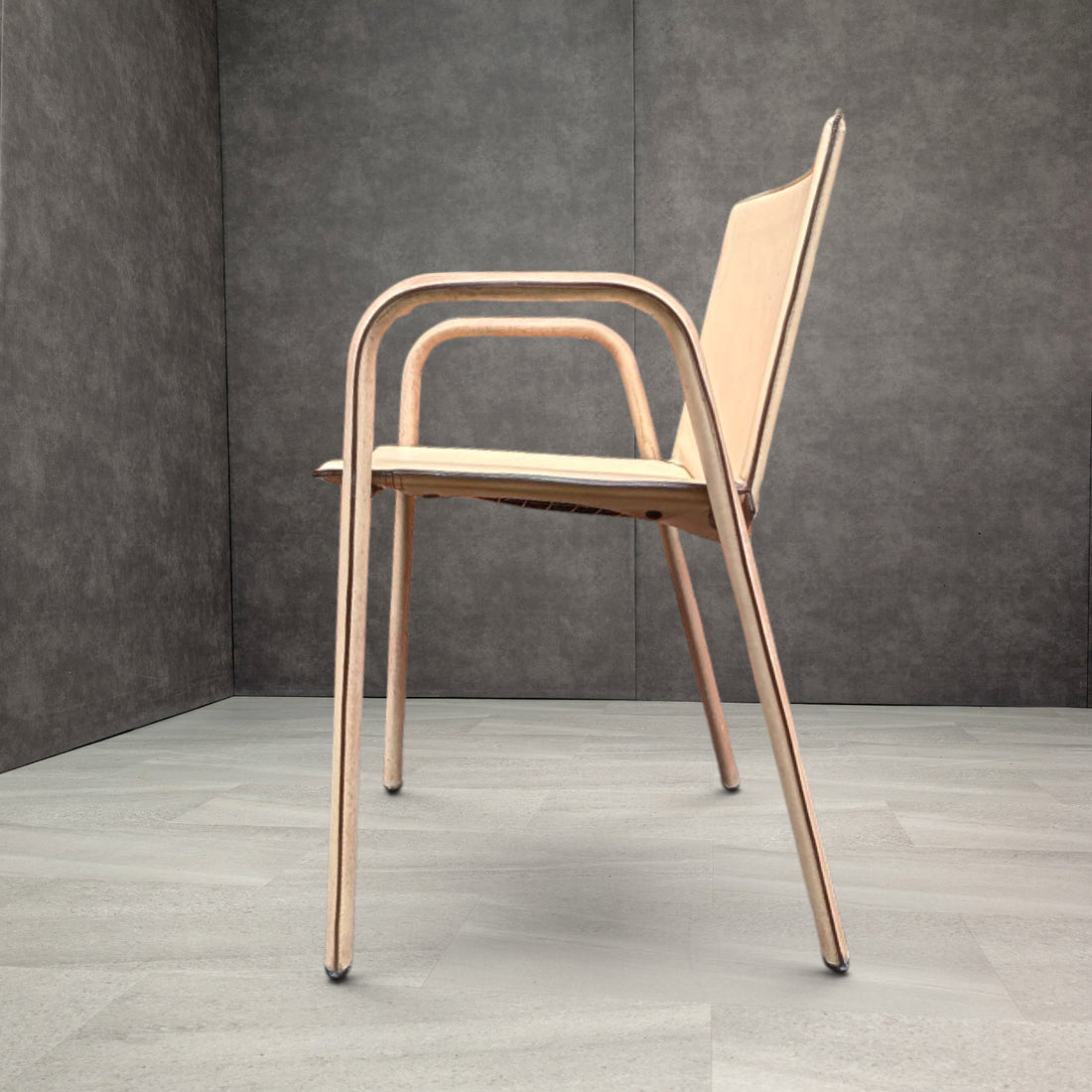 Poltrona Frau Ribot 1980s leather carver dining chair side profile
