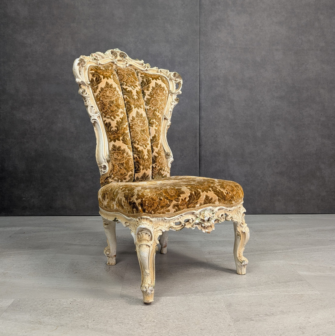 Rococo Revival slipper chair full front view