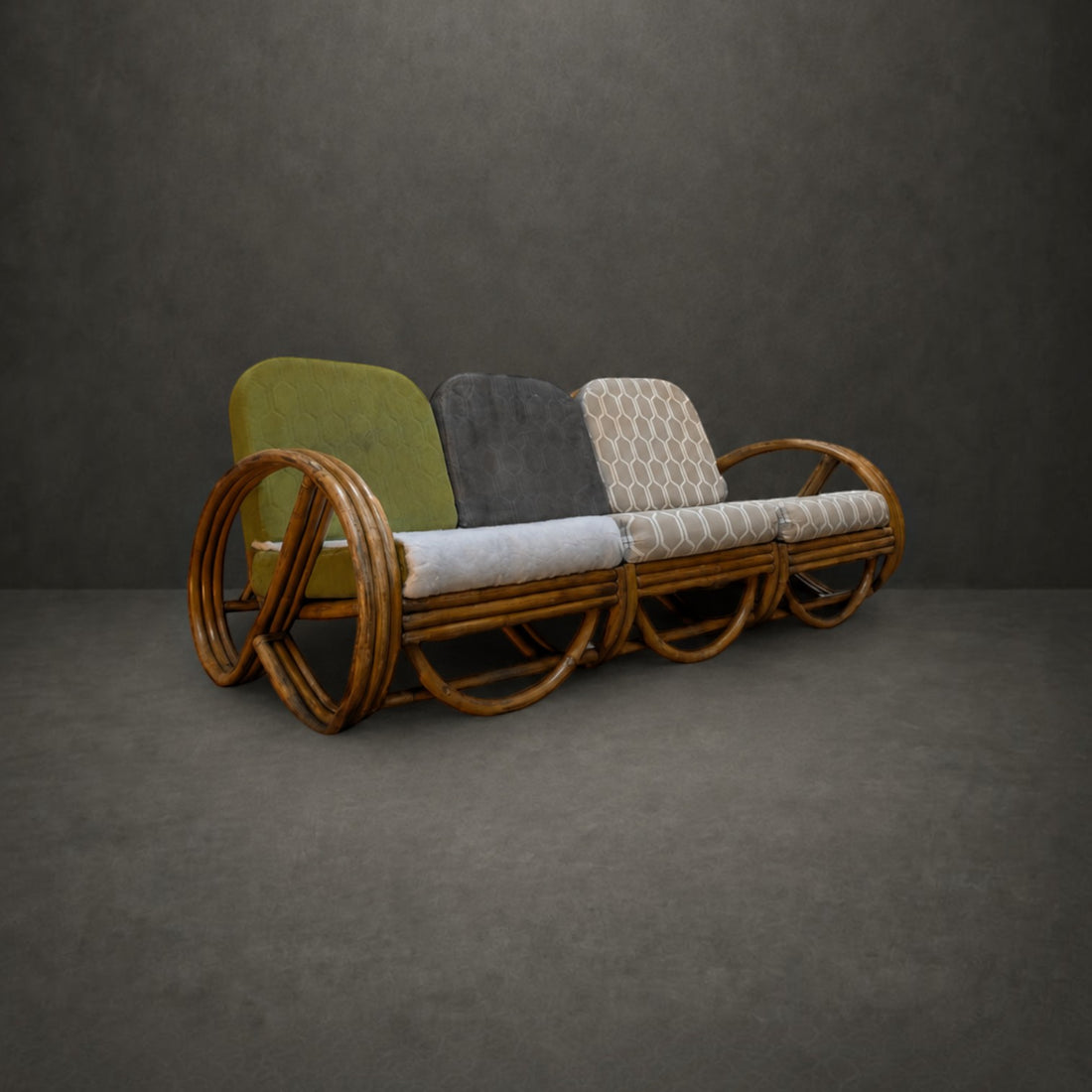 Three Seat Pretzel Cane Lounge Circa 1945