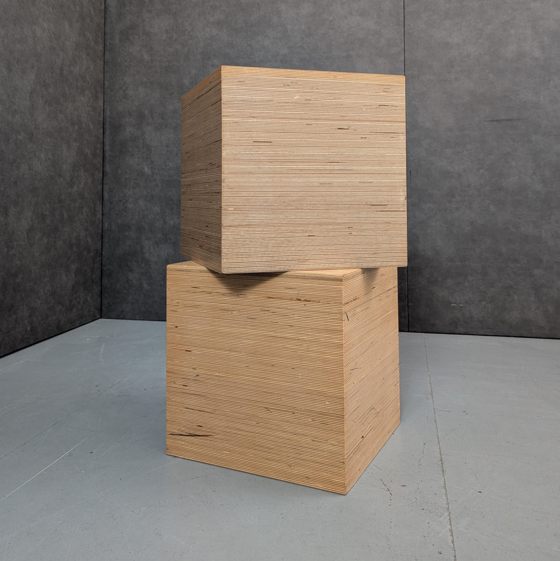 Laminated Plywood Cube Pedestals Circa 1970s to 1980s Exposed Edge Ply Construction Ex UTS