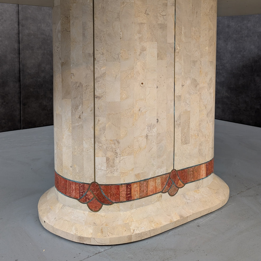 1980s Tessellated Stone Oval Dining Table in the Manner of Karl Springer