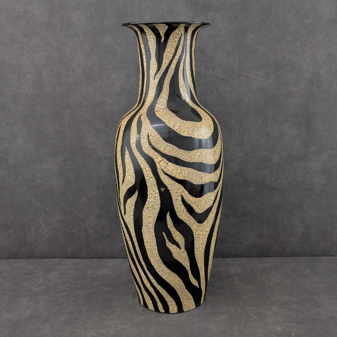 Italian Ceramic Floor VaseItalian Ceramic Floor Vase Circa 1980 Black Glaze and Craquelure